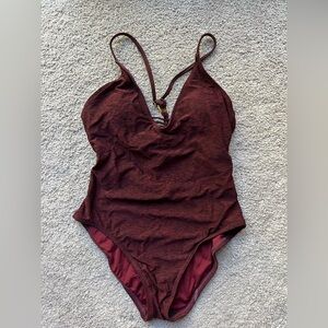 La Blanca Maroon One Piece Bathing Suit